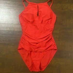 Ellen Tracy Women’s 10 Swimsuit One Piece Red
